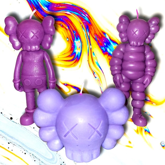 Designer Art Custom Hand Poured BFF Kaws Candle Decor Trio Gift Set - Picture 5 of 11